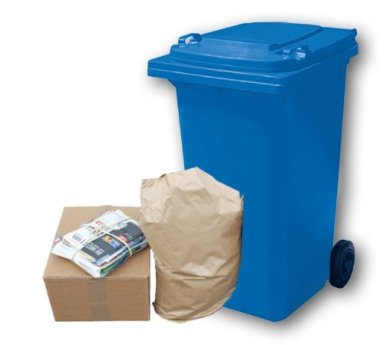 Blaue Tonne, Bündel, Karton, Papiersack Blaue Tonne, Bündel, Karton, Papiersack