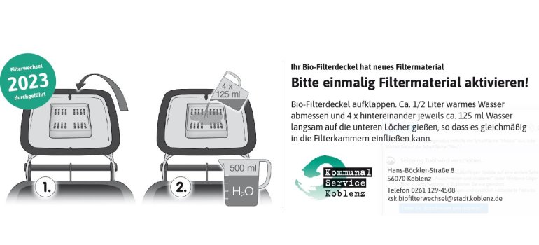 Aktivierung des Biofilterdeckels Aktivierung des Biofilterdeckels