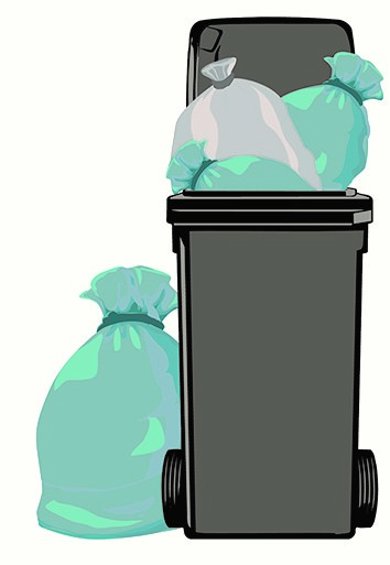 überfüllte Restabfalltonne