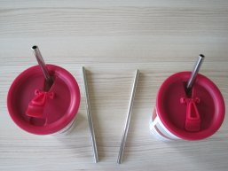 Foto von einem Mehrwegglas für Joghurt Foto von einem Mehrwegglas für Joghurt