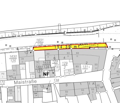 Übersichtplan mit markierter Fläche an der B49 in Lay