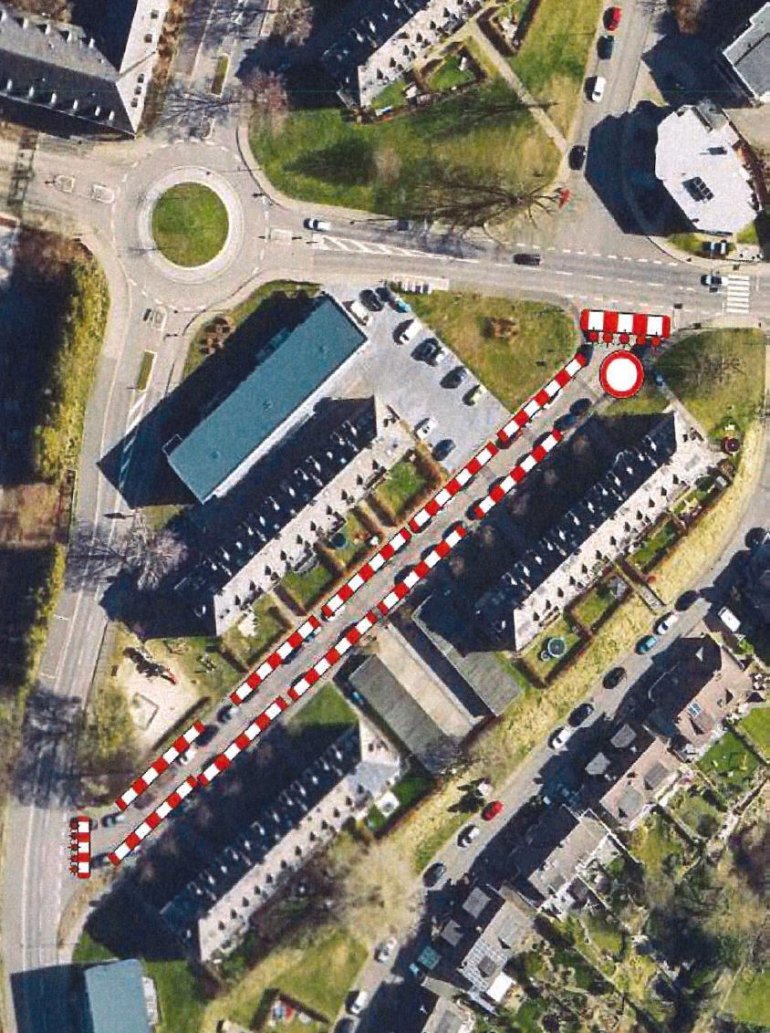 Luftbildausschnitt mit eingezeichnetem Baufeld