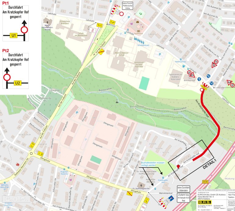 Stadtplanausschnitt mit eingezeichnetem Baufeld in der Straße "Am Kratzkopfer Hof"