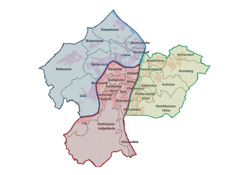 Farbige Darstellung der Bezirke